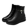 thumbnail image 2 of Bnwani Women Boots Footwear Winter Toe Zipper Chunky Ankle Fleece 0 Boot Black Size 6, 2 of 9