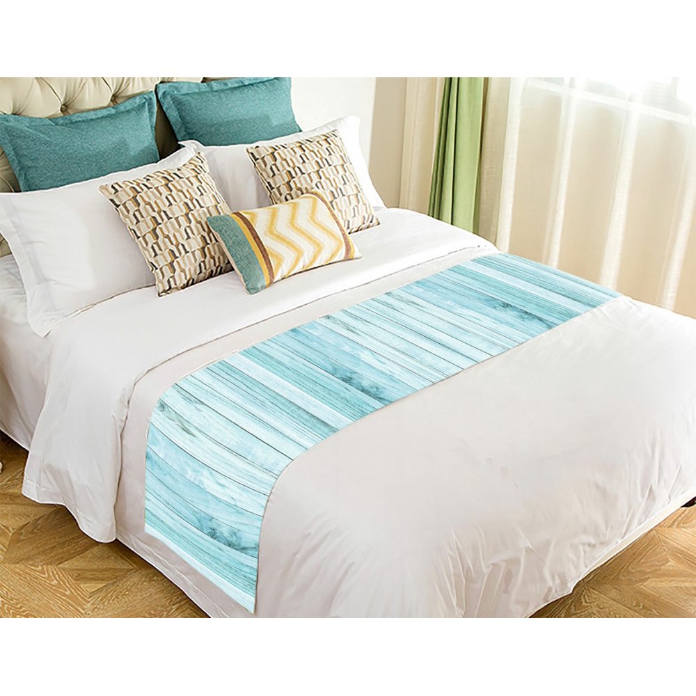 ECZJNT colorful wooden painted blue Bed Runner Bed Scarf Bed Decor