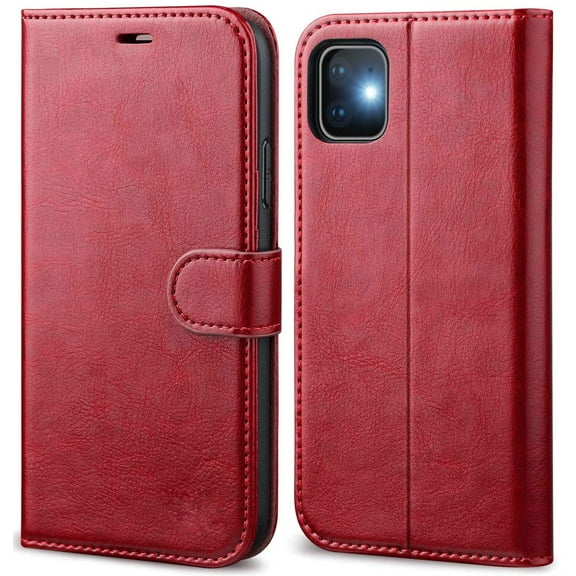 Leather Wallet Magnetic Flip Case with strap and picture slot (Red) Cover For iPhone 7 Plus