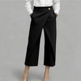 thumbnail image 2 of Levmjia Women High Waisted Wide Leg Capri Pants Solid Color Elegant Casual Dressy Trousers with Functional Pockets Zipper Front Office Work Wear, 2 of 8