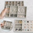 thumbnail image 4 of 8 Set Jewelry Organizer for Drawer Velvet Jewelry Trays, Jewelry Trays for Drawers Easy To Store Your Jewelry Storage Display Tray for Earring Necklace Rings Bracelet (Grey), 4 of 6