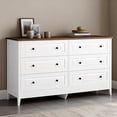 thumbnail image 4 of Modern 6 Drawer Chest, Solid Wood White Painted  with Smooth Sliding Drawers, for Bedroom Living Room Entryway Storage, 4 of 7