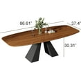 thumbnail image 2 of FHKJ HOME 86" Modern Rectangle Dining Table for 8-10, Brown Wood Top & Black Metal Base, 2 of 6
