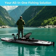 Bezliving Inflatable Kayak with Pedal System, 12ft Premium PVC Fishing Kayak, Lightweight & Portable with Aluminum Seat, Rudder System, and Accessories Included