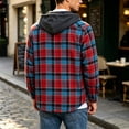 thumbnail image 6 of Wuxian Men's Flannel Hoodie Shirts Casual Button Down Plaid Shirt Jackets For Men Long Sleeve Stylish Hooded With Pockets, 6 of 6