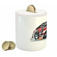 thumbnail image 2 of Truck Piggy Bank, Security of the Public Themed Speeding Vehicle Department Dangerous Job, Ceramic Coin Bank Money Box for Cash Saving, 3.6" X 3.2", Pale Blue Scarlet, by Ambesonne, 2 of 4