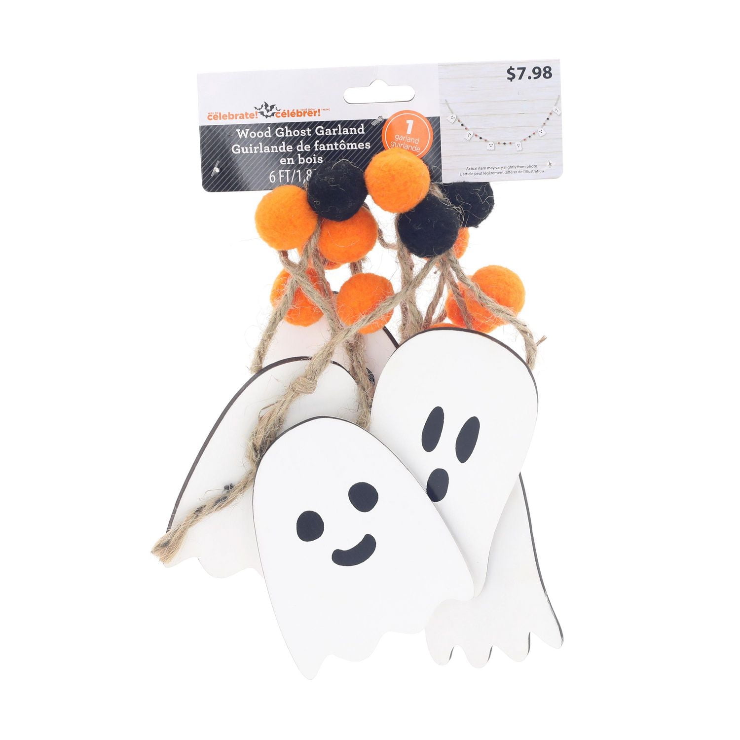 Way To Celebrate Halloween Wood Ghost Garland
