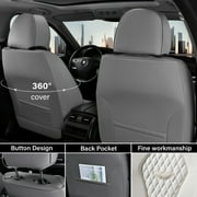Coverado Car Seat Covers Full Set, Gray&White Front and Back Auto Seat Protectors, Premium Leather Interior Cushions Universal Fit for Most Cars, SUVs and Trucks