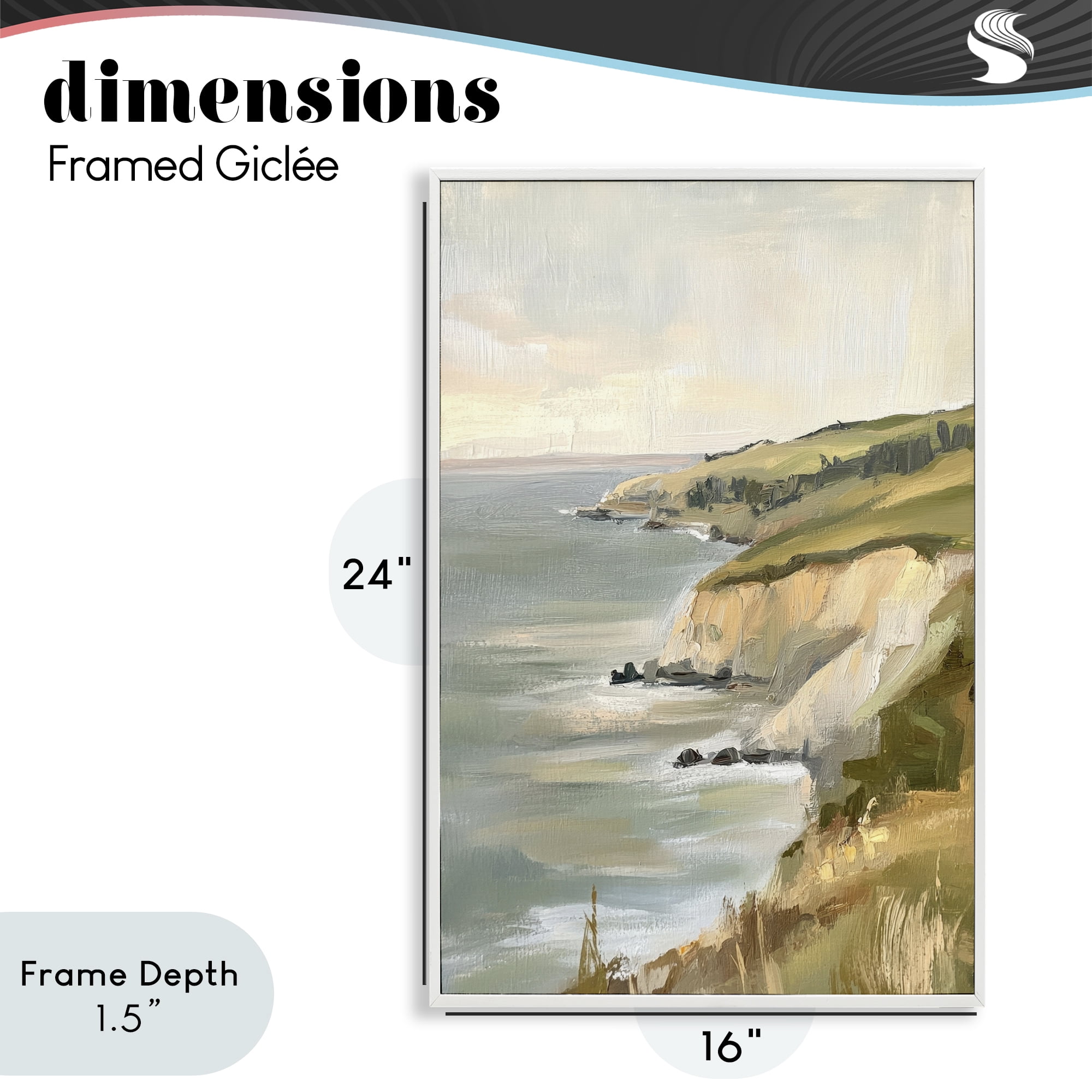 Stupell Industries Cliffs Off The Sea White Framed Giclee Art, design by Petal Prints Design