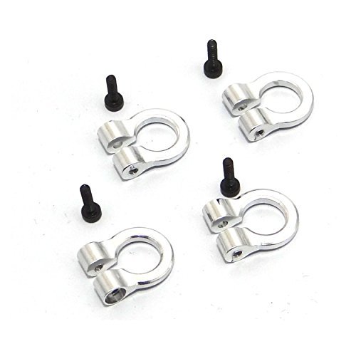 Hot Racing ACC80808 Anillos en D de grillete de remolque plateado de aluminio a escala 1/10 (4) Hot Racing 83745734652