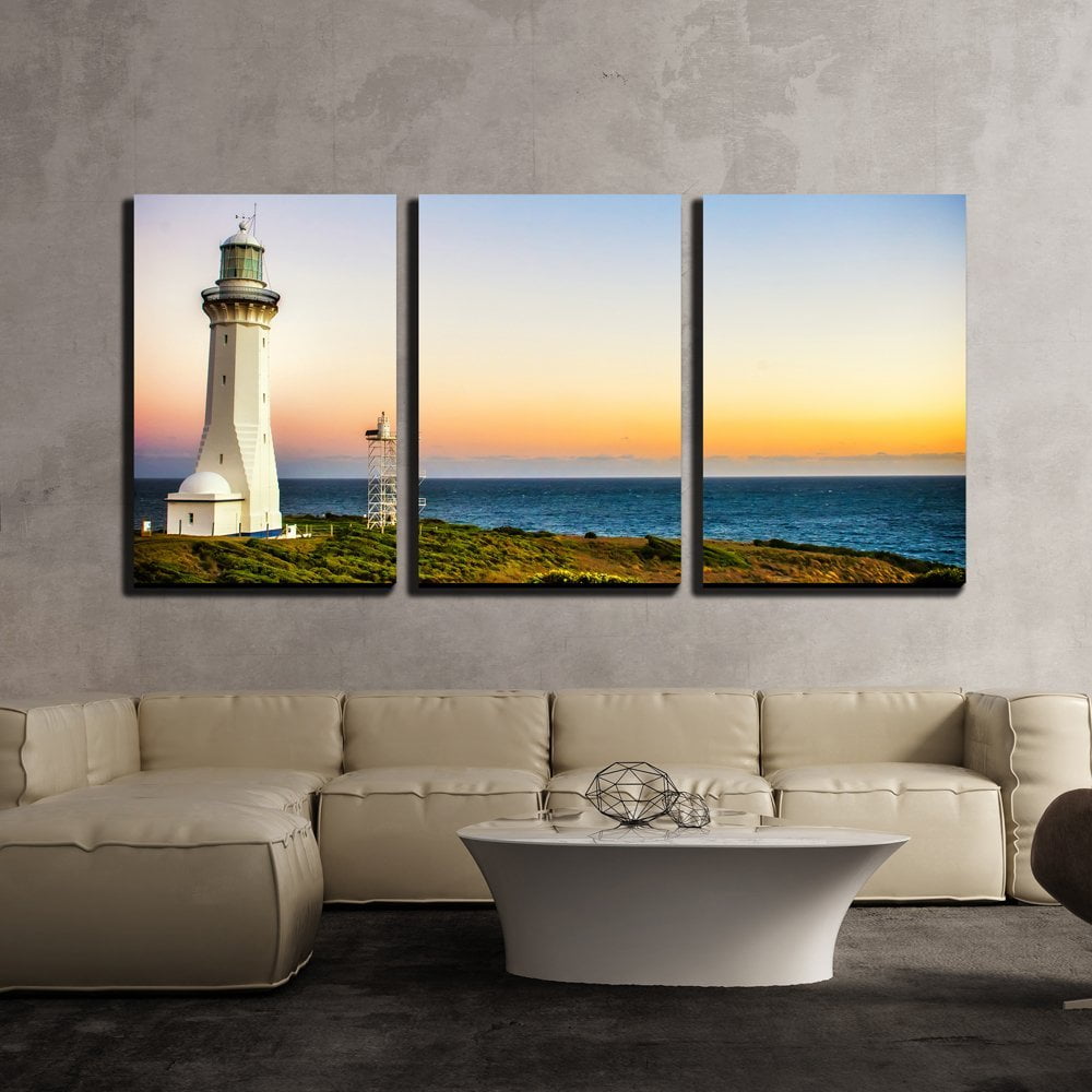 Wall26 3 Piece Canvas Wall Art the Lighthouse in the Sunset Modern