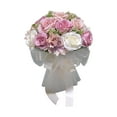 thumbnail image 4 of Ramo de novia con flores artificiales para boda, ramo de dama de honor para boda blanco violeta, 4 of 9