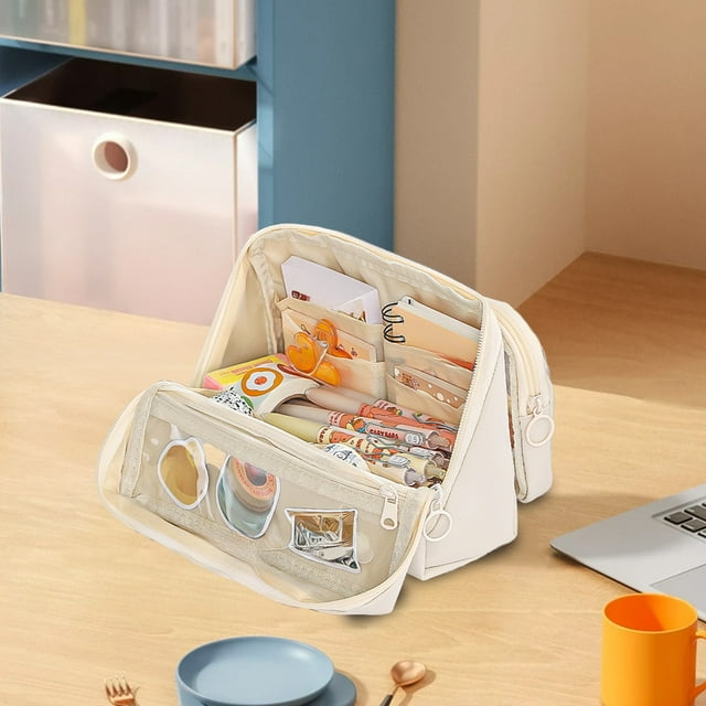 Estuche Grande Desmontable Para Lpices, Cierre De Cremallera, 20 Cm, Mltiples Compartimentos, Ideal Para Organizar Tiles Escolares Y De Viaje, 1 Unidad, Azul, Ukhbmc