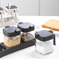 thumbnail image 2 of Inteprter Caja de condimentos con tapa de cuchara, vidrio no tóxico, inodoro, resistente al impacto, caja de almacenamiento, tarro de sal Cocina y Comedor negro, 2 of 6