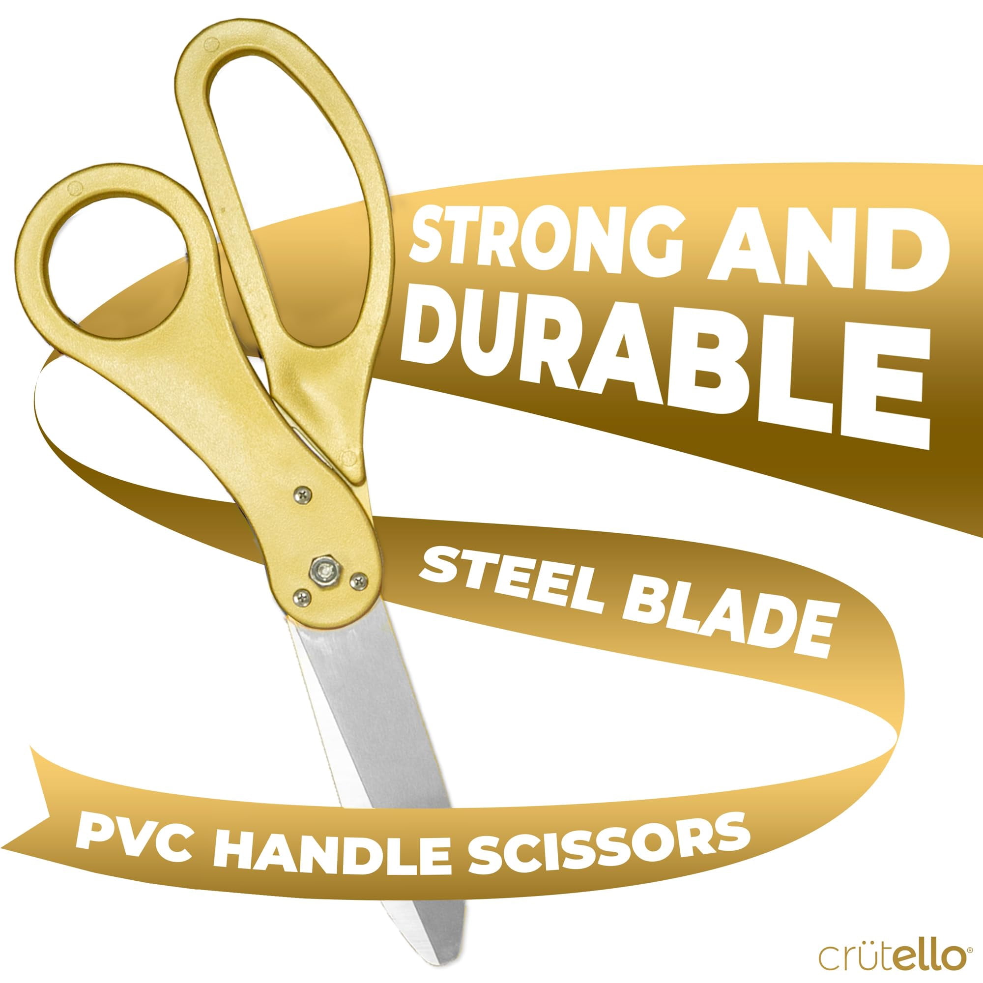 Crutello Ribbon Cutting Ceremony Kit - 20"Giant Scissors with Gold Handle, 30ft Sparkle Giant Gold Ribbon 4"Wide, 24 Balloons & 90ft Balloon Band for Grand Opening Decorations