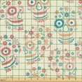 thumbnail image 2 of Ambesonne Skull Fabric by the Yard Upholstery, Floral Optical Illusion Print, 5 Yards, Beige Coral and Sea Blue, 2 of 5
