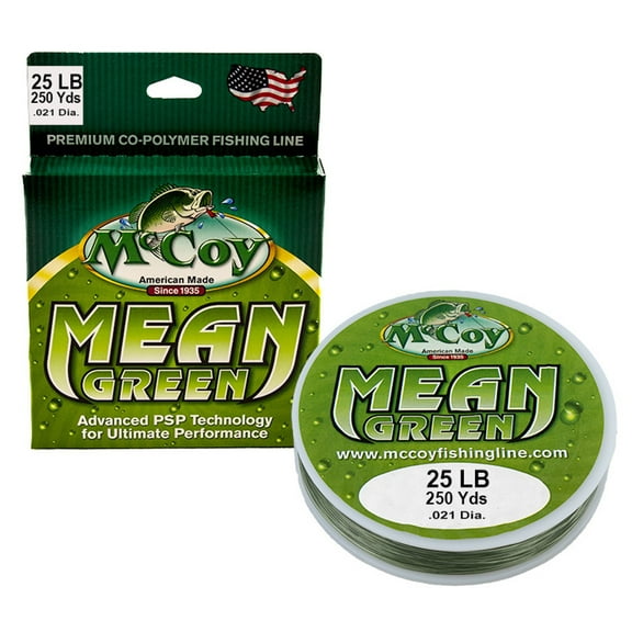 McCoy Mean Green Premium CoPolymer Monofilament Fishing Line (25lb Test (.021" Dia) - 250 Yards)
