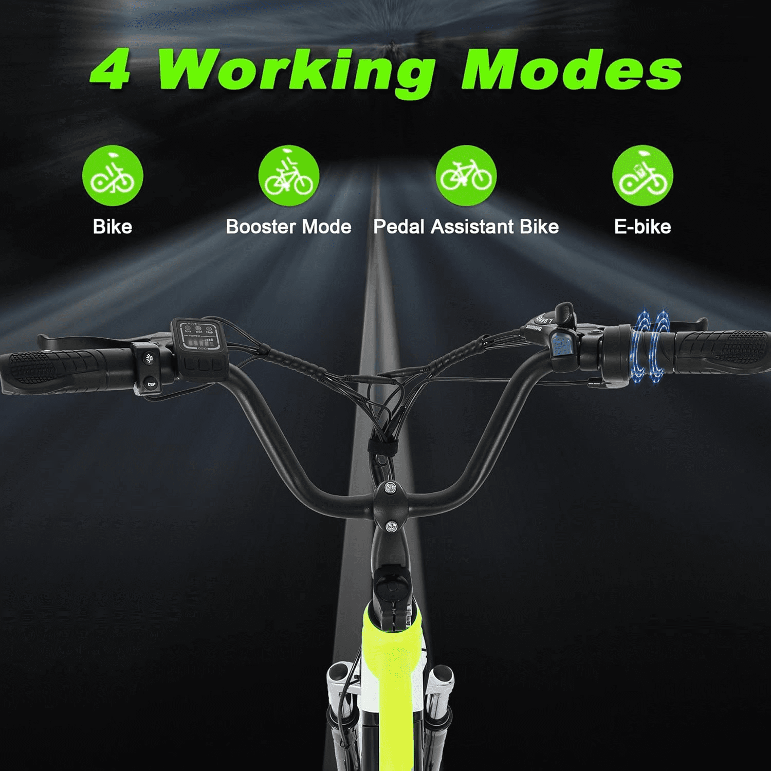 INTHEAIR Adult Electric Commuting Bicycles 500W Ebike, 26" E-bike, 36V 10Ah Removable Battery ELectric Bike for Adults UL2849，White