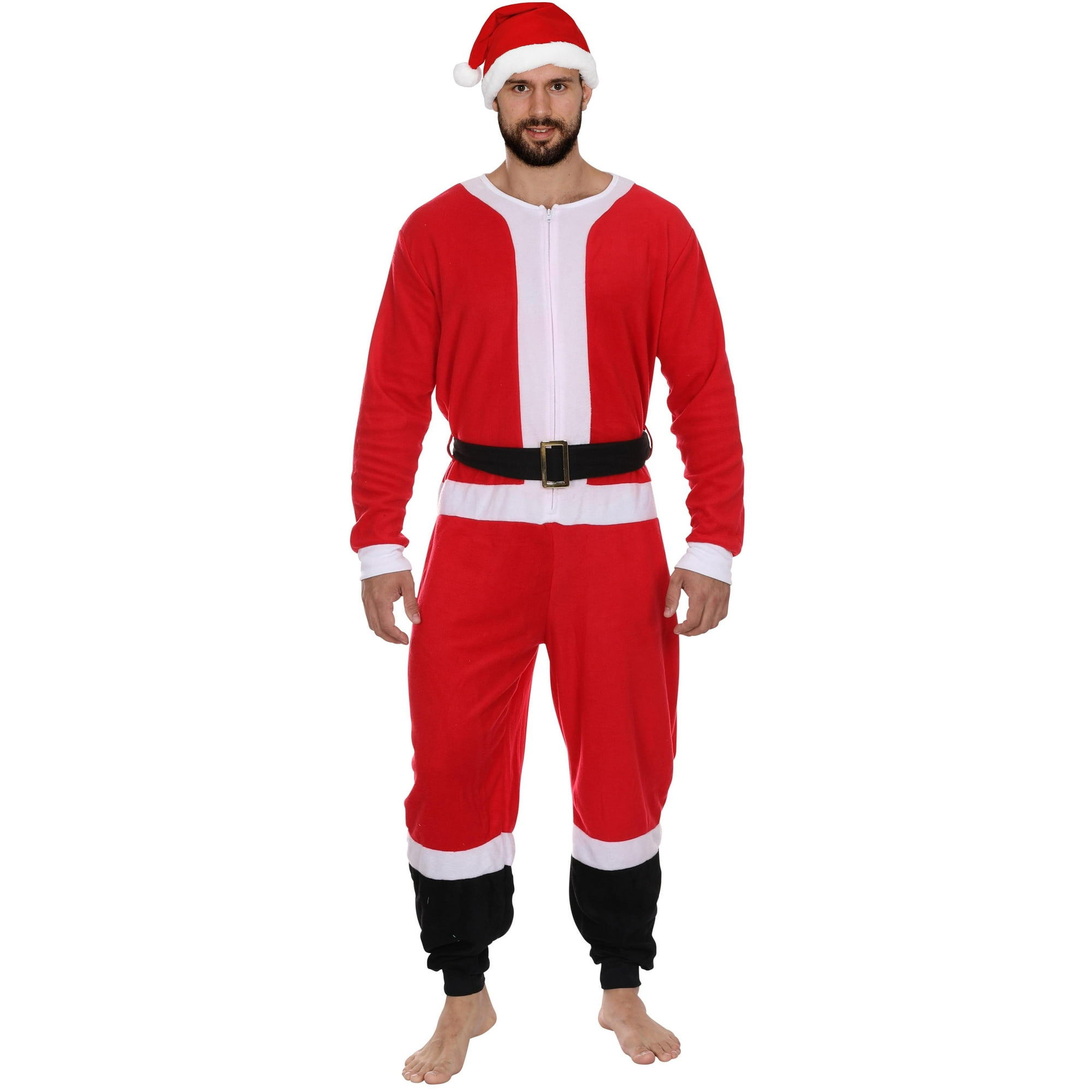 Secret Santa Adult Mens Womens Christmas Holiday Elf Onesie Pajama Walmart