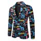 thumbnail image 3 of Chaqueta Blazer Navideña para Hombre Estampada de Dos Botones de Manga Larga de Talla Grande Trajes de Fiesta de Nochebuena Chaqueta Blazer Terno, 3 of 5