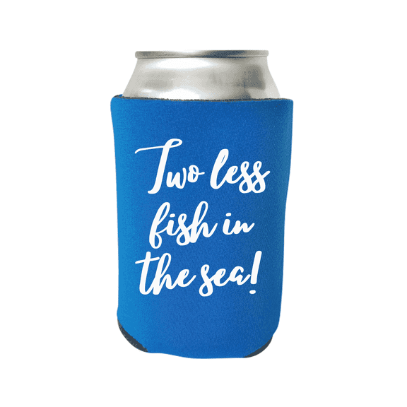 Wedding Can Coolers, Two Less Fish In The Sea, Engagement Gift, Beer Coolies for Cans or Bottles, Wedding Party Coolie, Wedding Favor