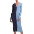 thumbnail image 1 of Vestido informal de manga larga con cuello en V sólido de otoño e invierno para mujer Fridja qw4709, 1 of 1