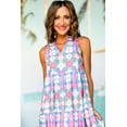 thumbnail image 4 of Women's Skirted Sleeveless Tiered Maxi Dress with Frilly Neck and Floral Print, 4 of 12