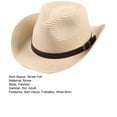 thumbnail image 7 of Hemming Wide Brim Belt Decor Adjustable Rope Hollow Straw Hat Summer Parent-child Jazz Hat Fashion Accessories, 7 of 7