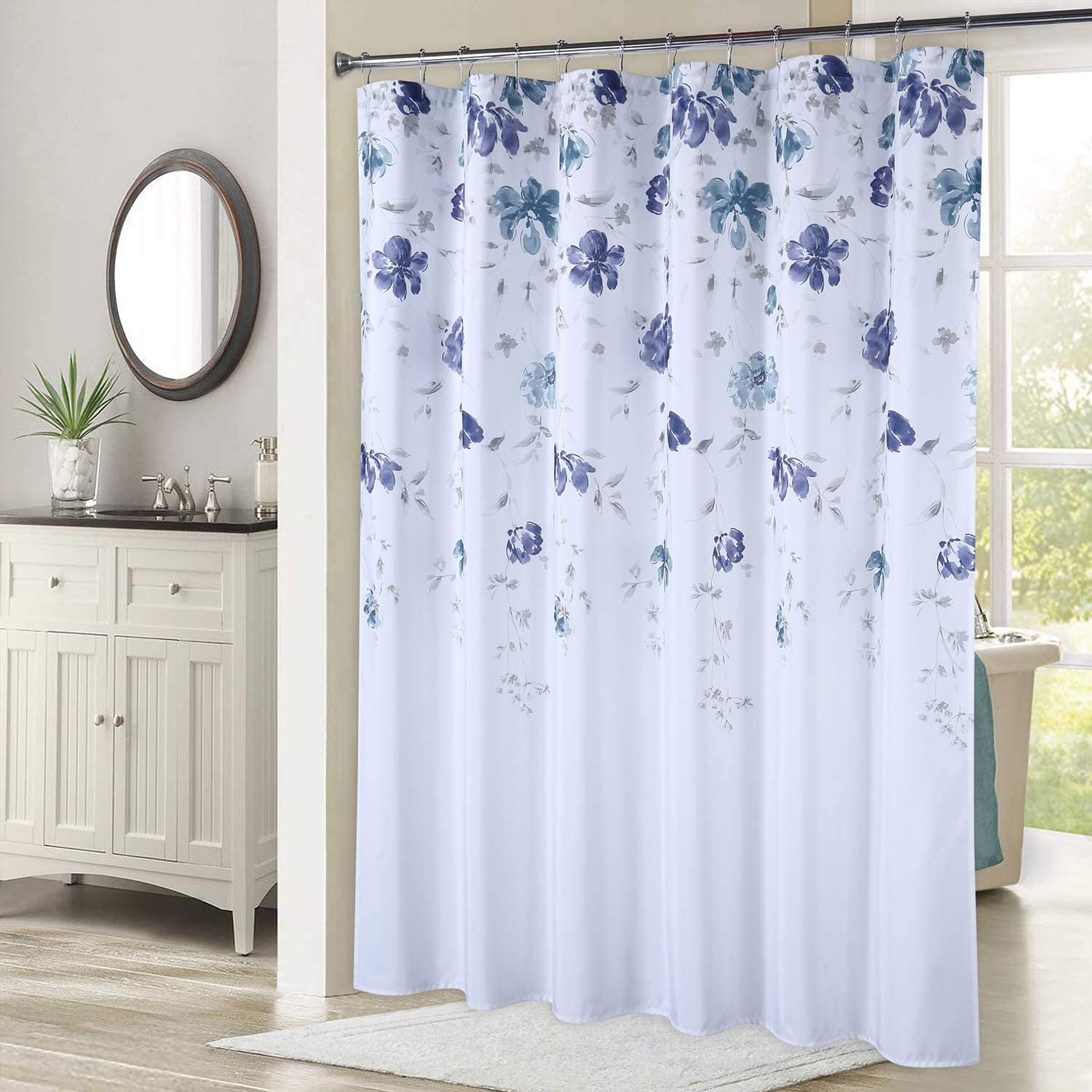 EastVita Stall Leaf Printed Shower Curtain Water Resistant Yellow