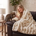 thumbnail image 2 of CHHYVKUIN Faux Fur Bubble Throws  50" x 60" , Luxury Plush Faux Rabbit Fur Throw Blanket for Couch, Sofa, Chair & Home Decor, 2 of 8
