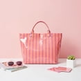 thumbnail image 5 of Striped Tote Bag for Women Large Work Totes Plaid Pool Handbag Letter Print Trendy Slouchy Beach Bag, 5 of 7