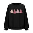 thumbnail image 6 of SYMOID Womens Christmas Tree Sweatshirt, Waffle Knit Crew Neck Relaxed Fit, Black, Cozy Holiday Casual Loungewear for Fall/Winter, Soft Fabric,Size 2XL, 6 of 6
