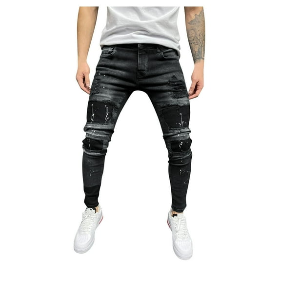 Aoochasliy Mens Jeans Mens Casual Fitness Solid Bodybuilding Pocket Skin Full Length Sports Pants