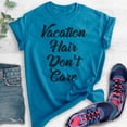 thumbnail image 2 of Vacation Hair Don't Care T-shirt, Unisex Women's Men's Shirt, Vacation T-shirt, Travel Shirt, Vacay Shirt, Heather Blue, XX-Large, 2 of 6
