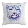 thumbnail image 1 of Animal Throw Pillow Cushion Cover, Big Wild Cats Themed Print Watercolor Style Leopard Illustration Jungle Wildlife, Decorative Square Accent Pillow Case, 16 X 16 Inches, Violet White, by Ambesonne, 1 of 2