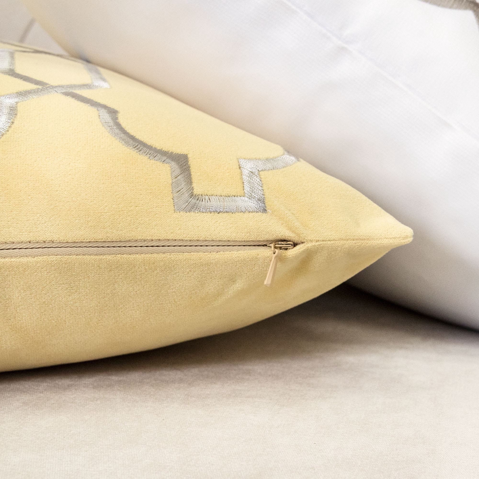 Janie Yellow Geometric Polyester 20 in. x 20 in. Throw Pillow