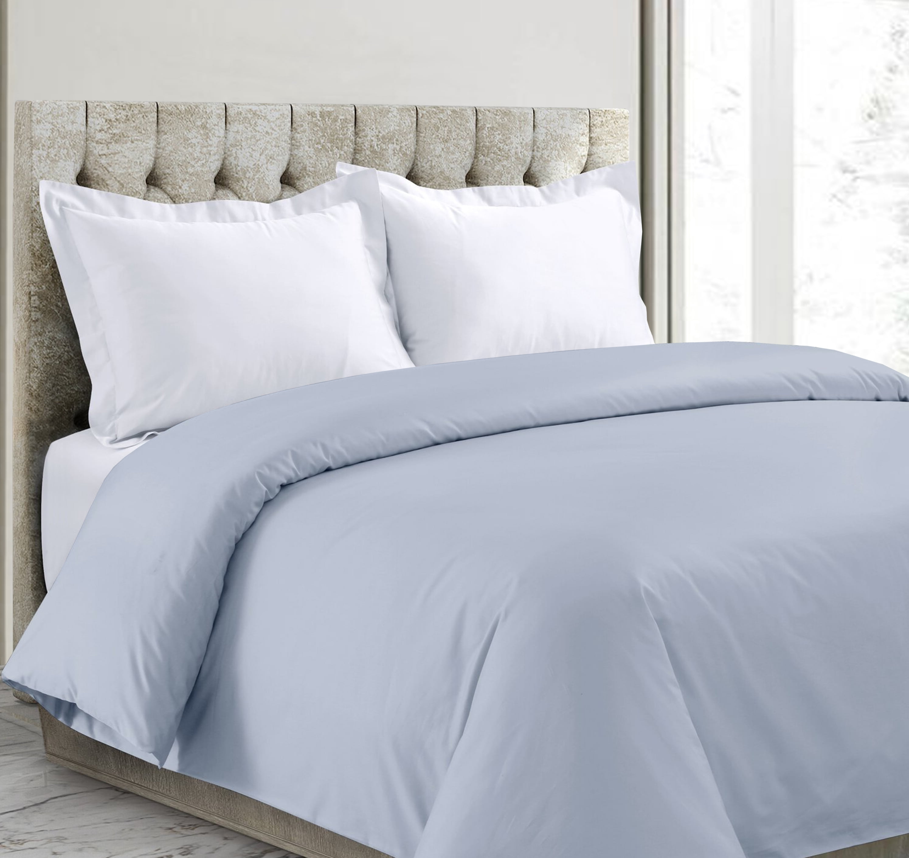 A1HC Organic Cotton Duvet Cover 300 Thread Count GOTS Certified, Soft & Silky Sateen Weave, Twin 68"x86" - Light Blue