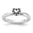 thumbnail image 6 of Auriga Fine Jewelry 925 Sterling Silver Black and White Diamond Stackable Heart Ring Size 9for Women, 6 of 6