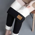 thumbnail image 2 of Gibobby Mujeres Pantalones Térmicos Leggings Leggings cálidos de cintura alta elásticos con etiqueta de cuero con patrón de gráfico de ritmo cardíaco grueso (Negro,XG), 2 of 5