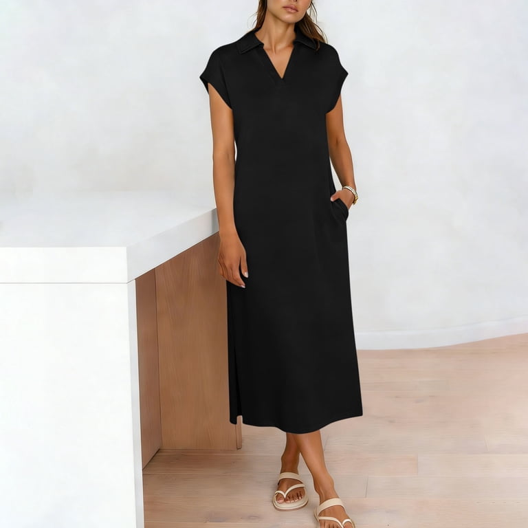 black slip dress with slits Black Silk Slip Dress with Deep-V neck for Special Moments and Every Day