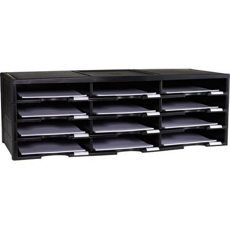 Storex 61432U01C 12-Compartment Modular Literature Organizer & Document Sorter, Black