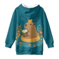 thumbnail image 5 of Xoenoiee Capybara Duck Music Note Print Long Hoodies Oversized Kids Trendy Graphic Long Pullover Dresses Sweatshirt for Teen Girls Spring Fall Casual Tops Sports Shirt with Pocket, 5-6 Years, 5 of 7