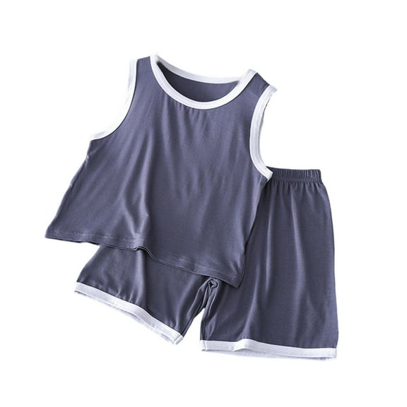 Hienoo Boys Pajamas Sleeveless Tank Top Shorts Lightweight Soft Sleepwear, Sizes 1-14