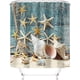 thumbnail image 1 of Cortina de ducha con diseño de estrellas de mar y playa, con ganchos, kit de cortina de ducha, cortina de ducha sin perforaciones, impermeable, 1 of 5