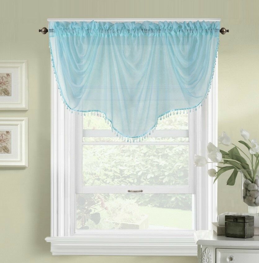 SOPHISTICATED 1PC VALANCE BONITA LIGHT BLUE SHEER SEE THRU WINDOW