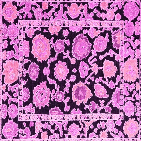 Ahgly Company Indoor Square Abstract Pink Modern Area Rugs, 6' Square