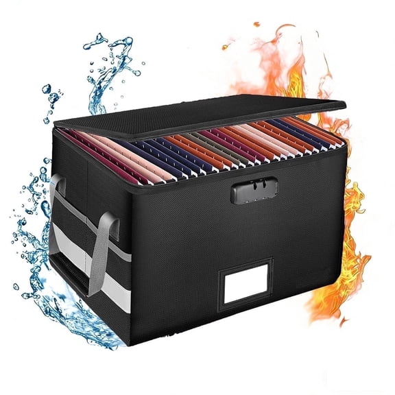 Olakula Fireproof File Box with Lock, Foldable with Reflective Strip for Letter/Legal Folders.