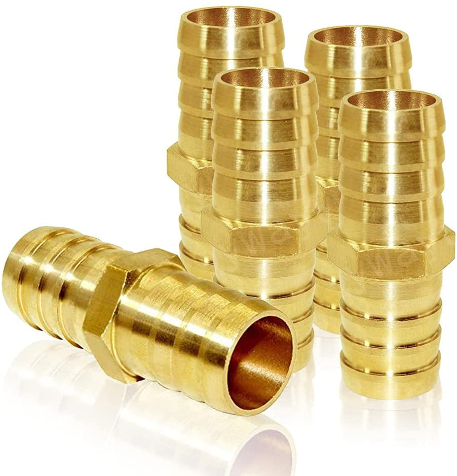 Joyway 3/16 ID Hose Barb Pack of 10 Hex Union Brass Fitting Water/Fuel/Air