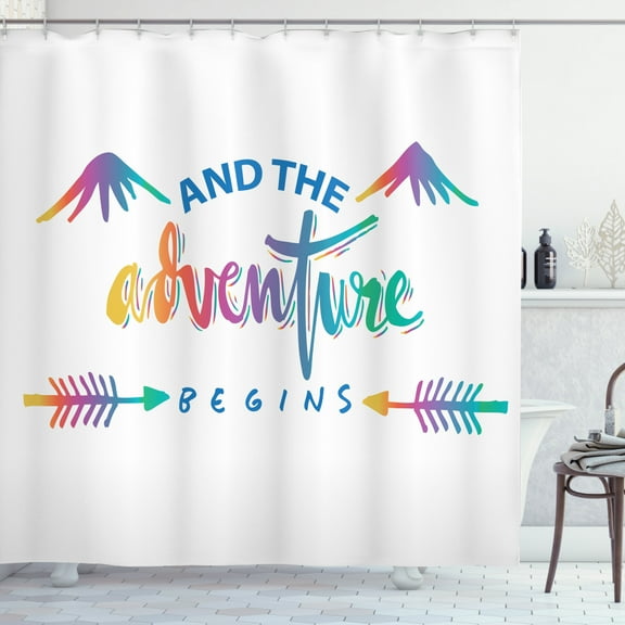 Ambesonne Adventure Shower Curtain, Colorful Retro Words, 69"Wx84"L, Multicolor