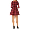 thumbnail image 3 of Allegra K Women's Casual Plaid Square Neck Short Sleeve Dress, 3 of 6